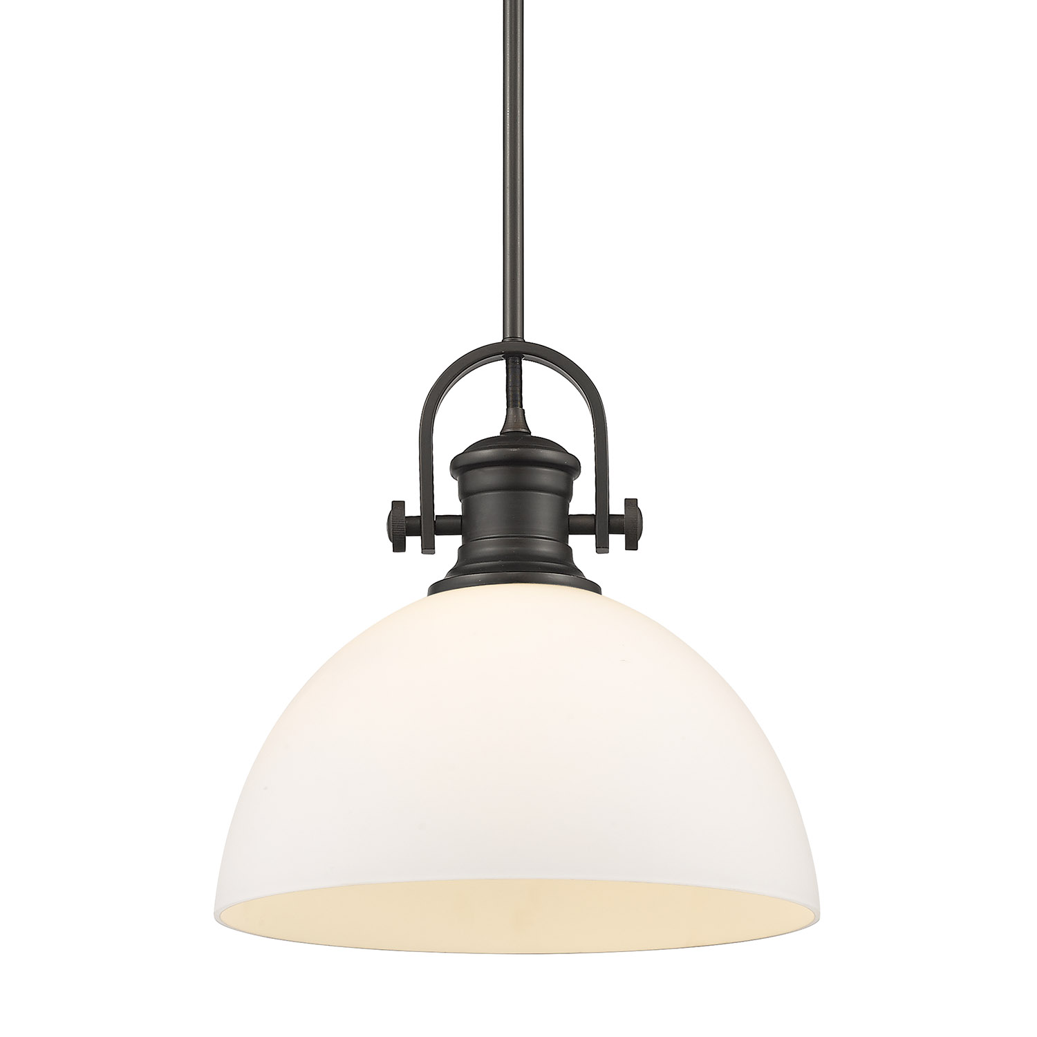 Golden Lighting-3118-L RBZ-OP-Hines - 1 Light Pendant-13.13 Inches Tall and 13.5 Inches Wide Rubbed Bronze Opal Black Finish